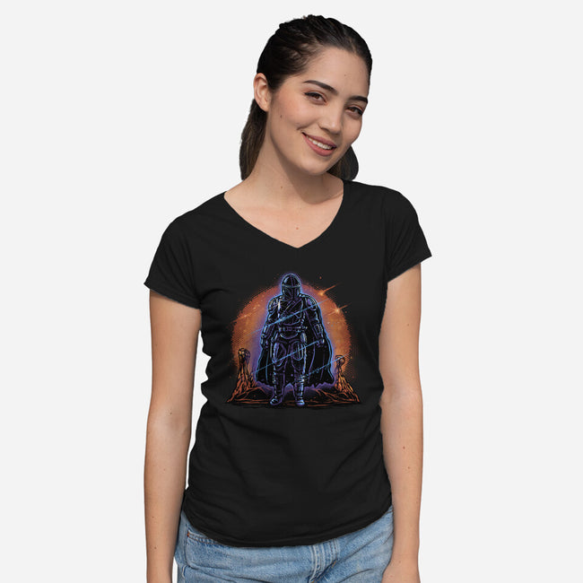Night Of The Rebel-Womens-V-Neck-Tee-glitchygorilla