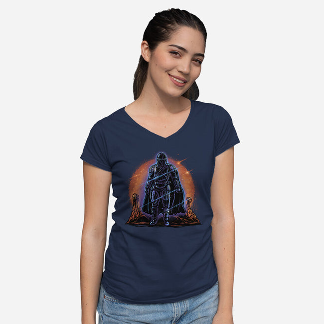 Night Of The Rebel-Womens-V-Neck-Tee-glitchygorilla