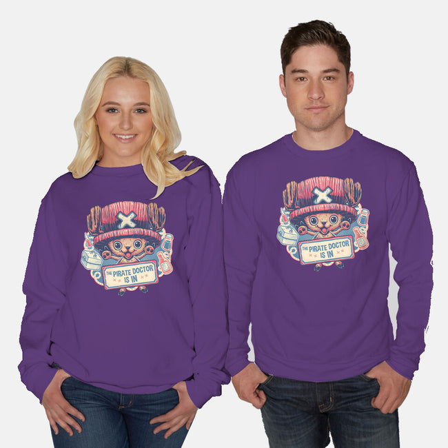 The Pirate Doctor Is In-Unisex-Crew Neck-Sweatshirt-glitchygorilla