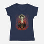 Straw Hat Captain Shadowwork-Womens-V-Neck-Tee-Astrobot Invention