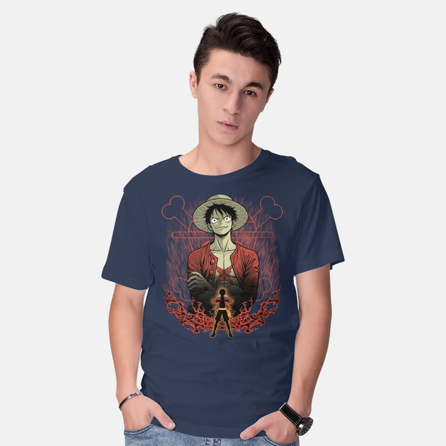 Straw Hat Captain Shadowwork-Mens-Basic-Tee-Astrobot Invention