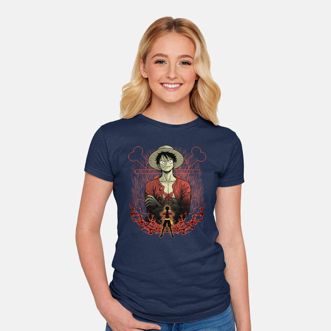Straw Hat Captain Shadowwork-Womens-Fitted-Tee-Astrobot Invention