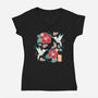 Origami Hummingbird-Womens-V-Neck-Tee-NemiMakeit