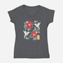 Origami Hummingbird-Womens-V-Neck-Tee-NemiMakeit