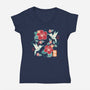 Origami Hummingbird-Womens-V-Neck-Tee-NemiMakeit