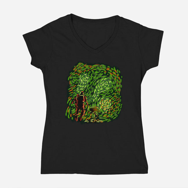 New Starry Night-Womens-V-Neck-Tee-nickzzarto