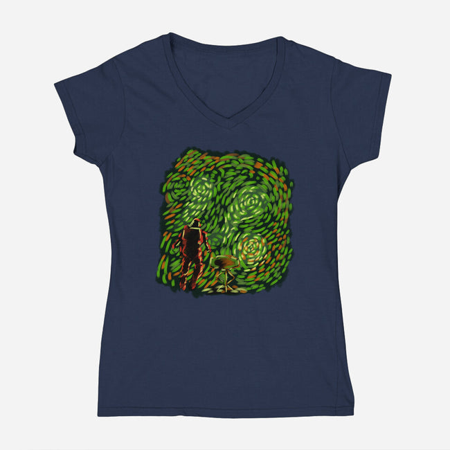 New Starry Night-Womens-V-Neck-Tee-nickzzarto