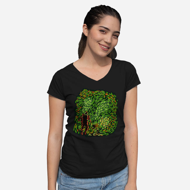 New Starry Night-Womens-V-Neck-Tee-nickzzarto