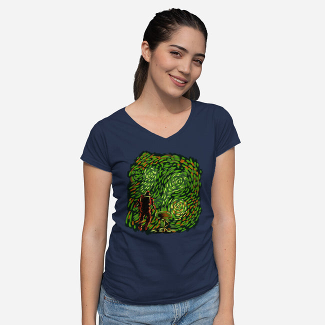 New Starry Night-Womens-V-Neck-Tee-nickzzarto