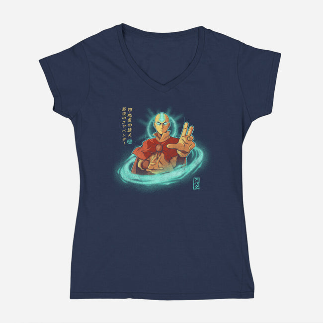 The Legendary Airbender-Womens-V-Neck-Tee-grevalra