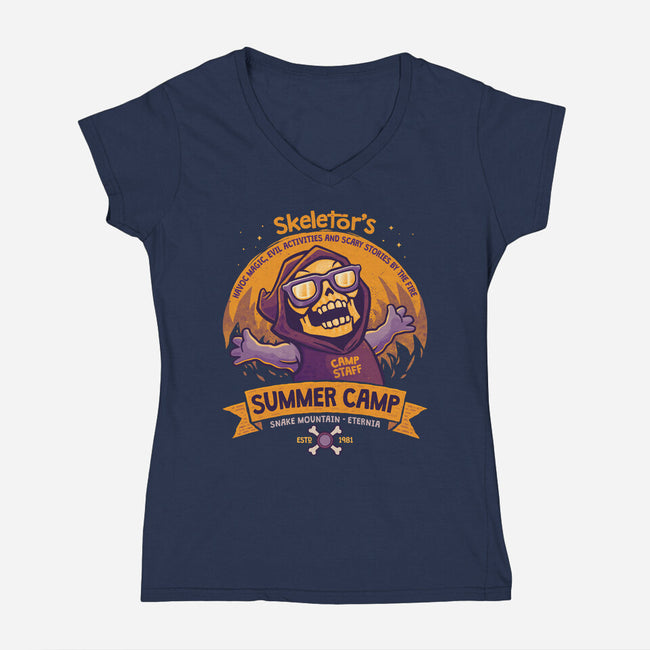 Skeletor Summer Camp-Womens-V-Neck-Tee-teesgeex