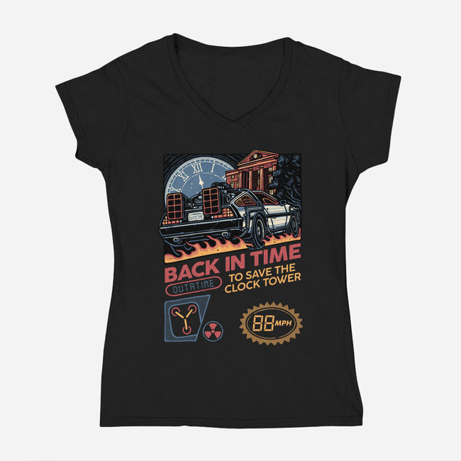 To Save The Clock Tower-Womens-V-Neck-Tee-glitchygorilla