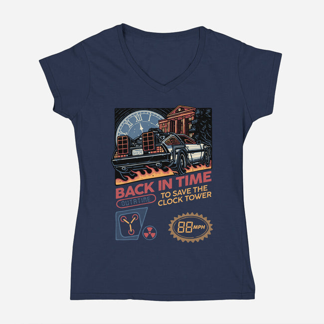 To Save The Clock Tower-Womens-V-Neck-Tee-glitchygorilla