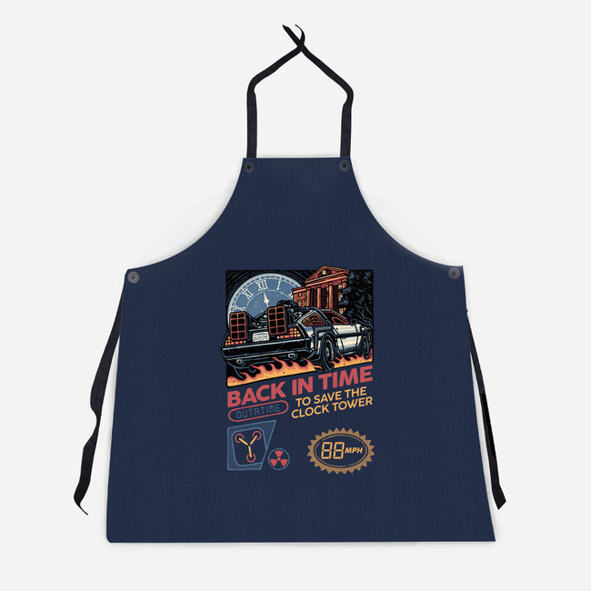 To Save The Clock Tower-Unisex-Kitchen-Apron-glitchygorilla