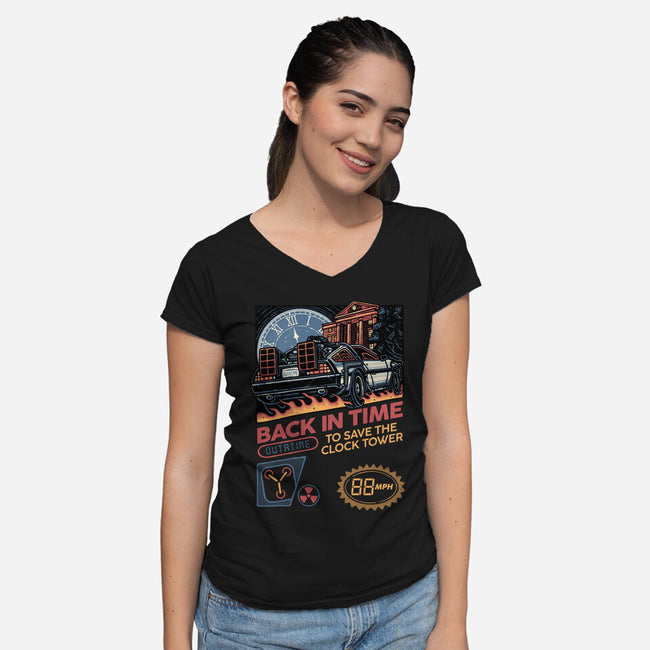 To Save The Clock Tower-Womens-V-Neck-Tee-glitchygorilla