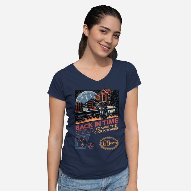 To Save The Clock Tower-Womens-V-Neck-Tee-glitchygorilla