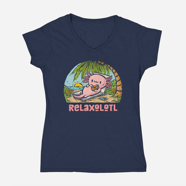 I Like To Relaxolotl-Womens-V-Neck-Tee-kg07