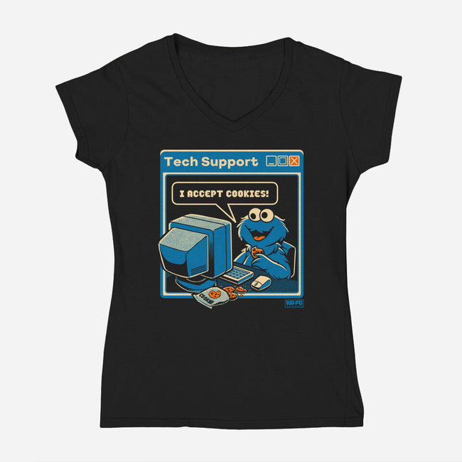 Tech Support I Accept Cookies-Womens-V-Neck-Tee-worlddominationforcats