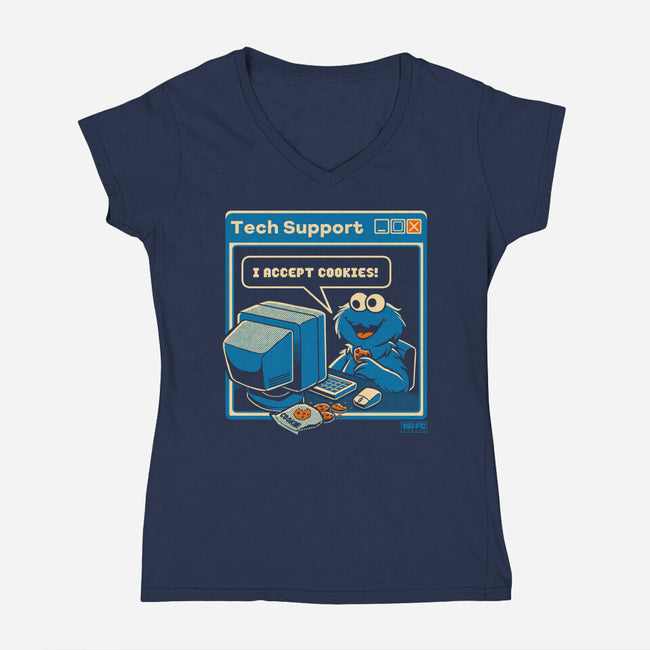 Tech Support I Accept Cookies-Womens-V-Neck-Tee-worlddominationforcats