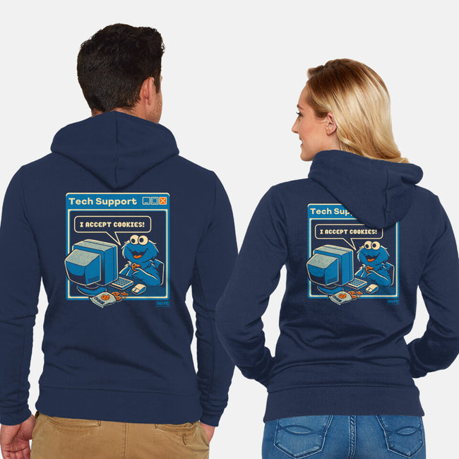 Tech Support I Accept Cookies-Unisex-Zip-Up-Sweatshirt-worlddominationforcats