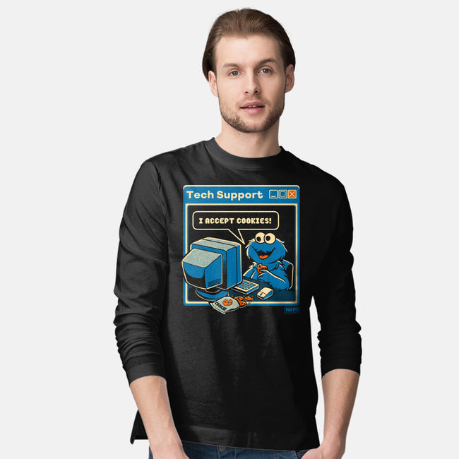 Tech Support I Accept Cookies-Mens-Long Sleeved-Tee-worlddominationforcats