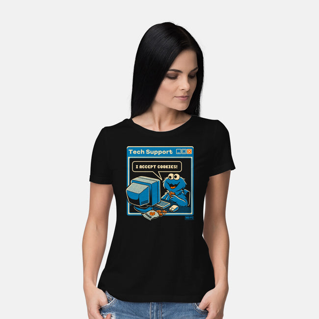 Tech Support I Accept Cookies-Womens-Basic-Tee-worlddominationforcats
