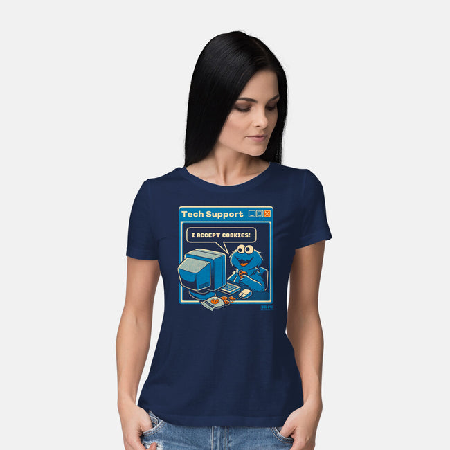 Tech Support I Accept Cookies-Womens-Basic-Tee-worlddominationforcats