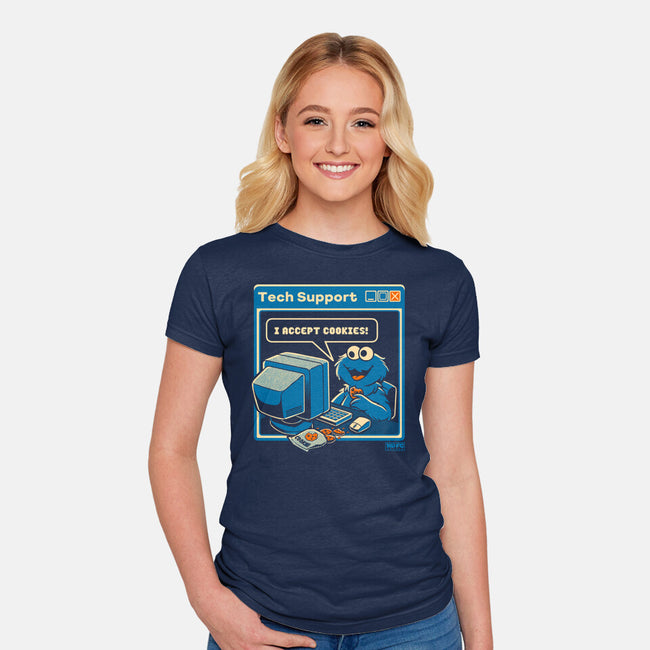 Tech Support I Accept Cookies-Womens-Fitted-Tee-worlddominationforcats