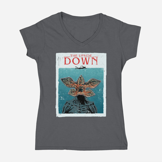 Up Side Jaws-Womens-V-Neck-Tee-sebasebi