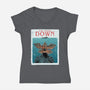 Up Side Jaws-Womens-V-Neck-Tee-sebasebi