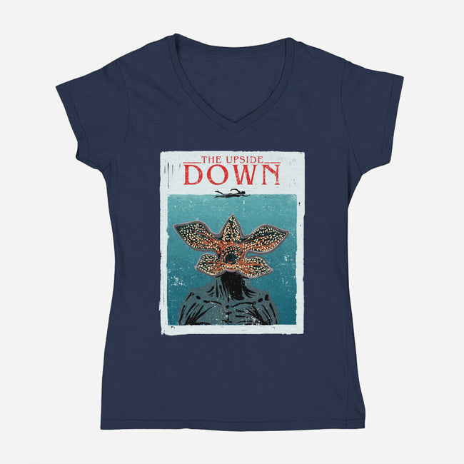 Up Side Jaws-Womens-V-Neck-Tee-sebasebi