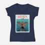 Up Side Jaws-Womens-V-Neck-Tee-sebasebi