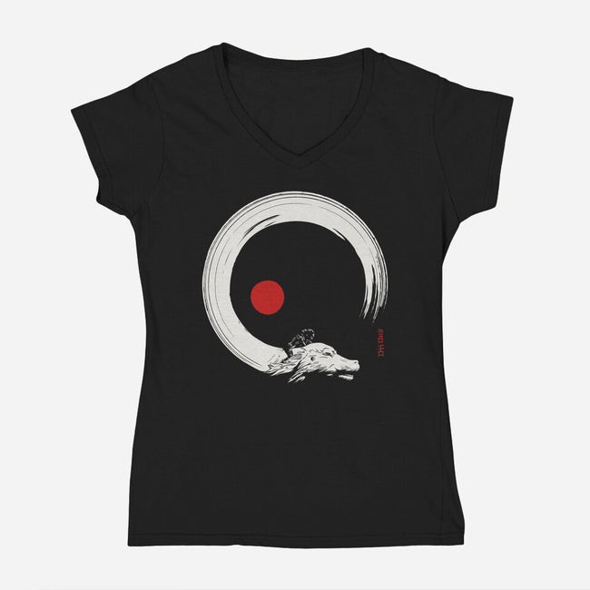 Never Ending Inks-Womens-V-Neck-Tee-sebasebi