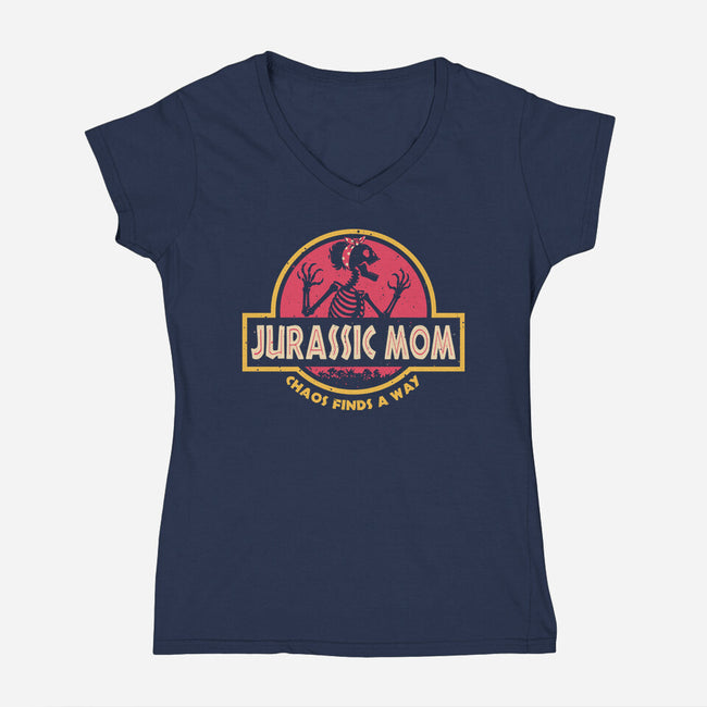 Jurassic Mom-Womens-V-Neck-Tee-retrodivision
