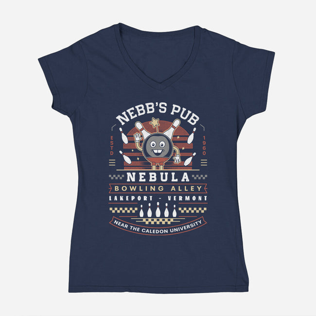 Nebb Bowling Mascot Emblem-Womens-V-Neck-Tee-LAGELANTEE