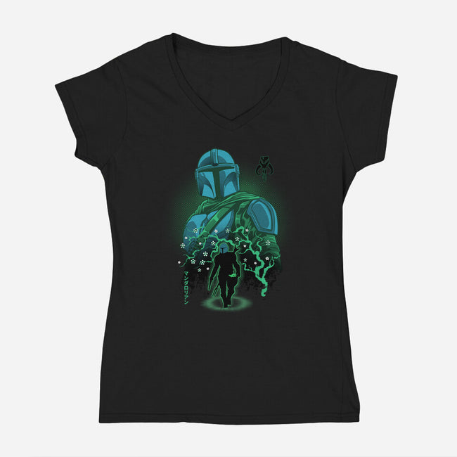 Lone Hunter Shadowwork-Womens-V-Neck-Tee-Astrobot Invention