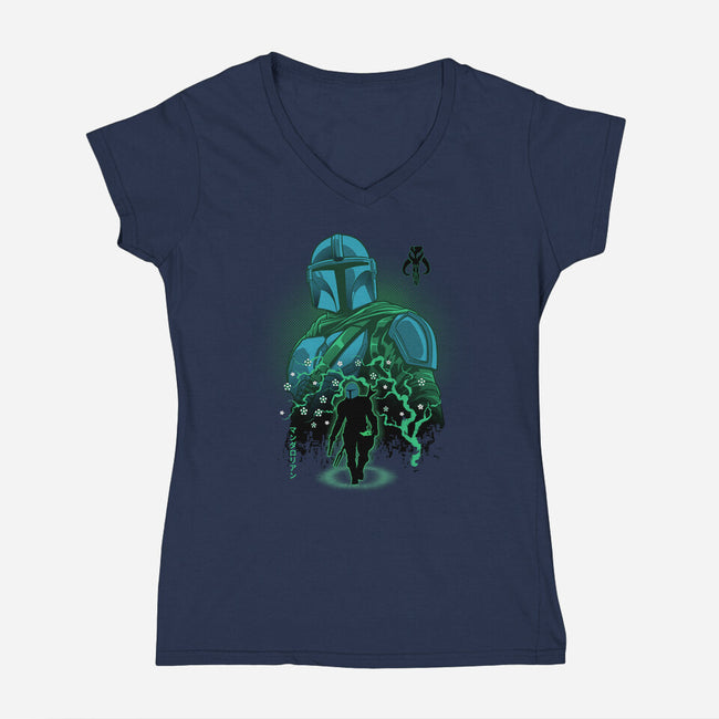 Lone Hunter Shadowwork-Womens-V-Neck-Tee-Astrobot Invention