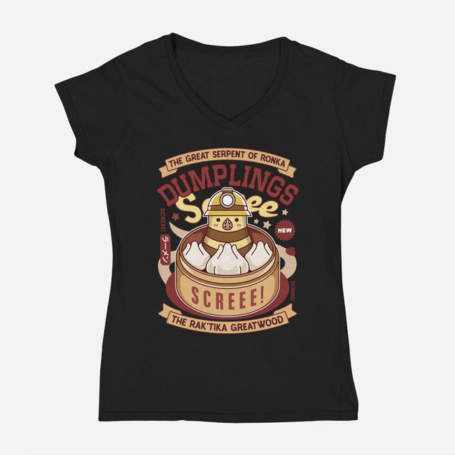 Serpent Of Ronka Dumplings-Womens-V-Neck-Tee-LAGELANTEE