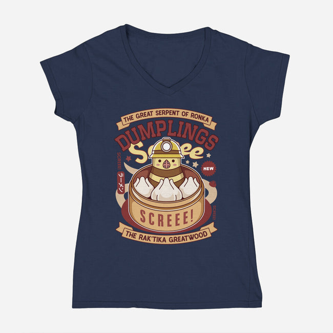 Serpent Of Ronka Dumplings-Womens-V-Neck-Tee-LAGELANTEE