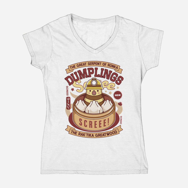 Serpent Of Ronka Dumplings-Womens-V-Neck-Tee-LAGELANTEE