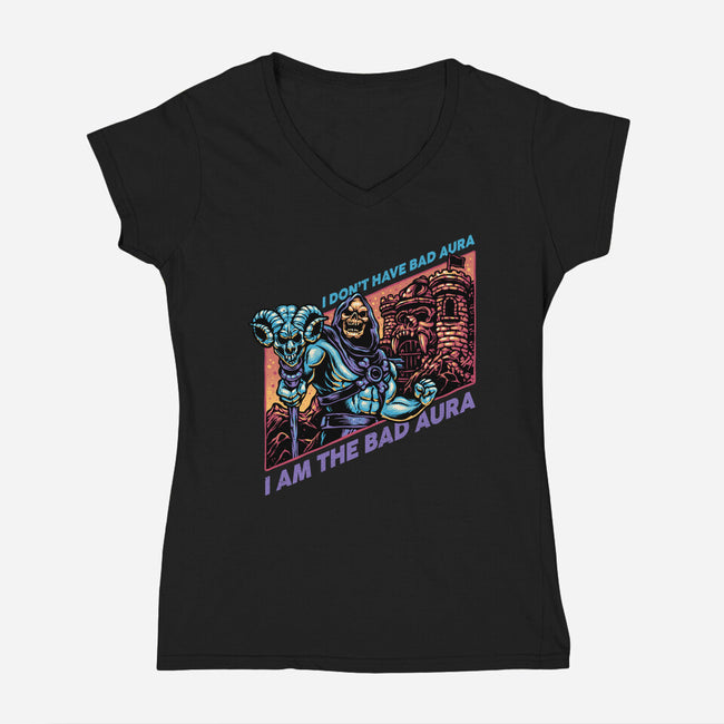 Bad Aura-Womens-V-Neck-Tee-glitchygorilla