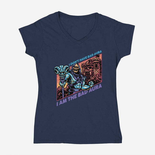 Bad Aura-Womens-V-Neck-Tee-glitchygorilla