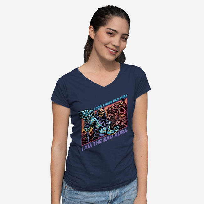 Bad Aura-Womens-V-Neck-Tee-glitchygorilla