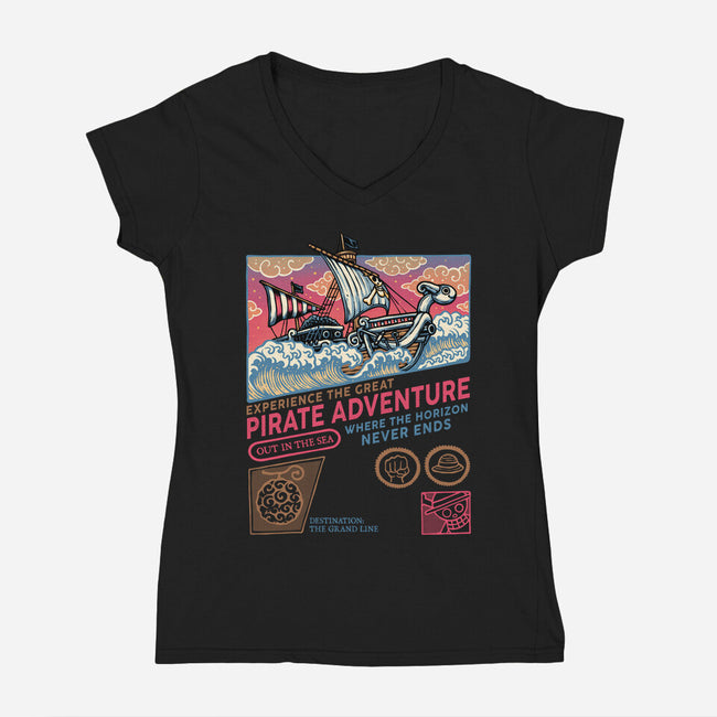 The Great Pirate Adventure-Womens-V-Neck-Tee-glitchygorilla