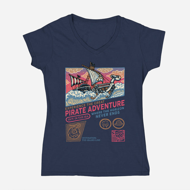 The Great Pirate Adventure-Womens-V-Neck-Tee-glitchygorilla