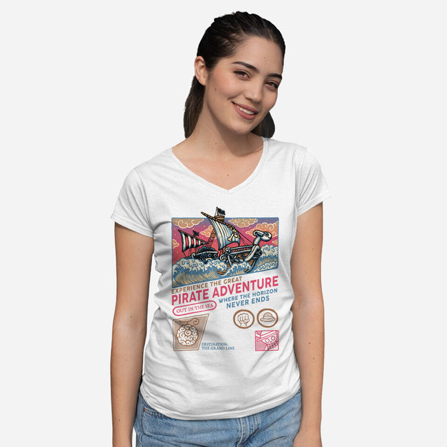 The Great Pirate Adventure-Womens-V-Neck-Tee-glitchygorilla