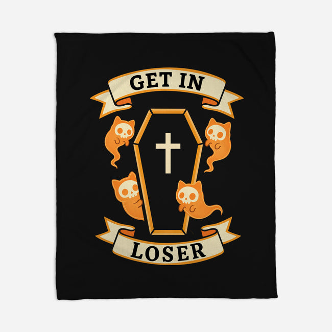 Get In Loser Ghost Cats-None-Fleece-Blanket-MaxoArt