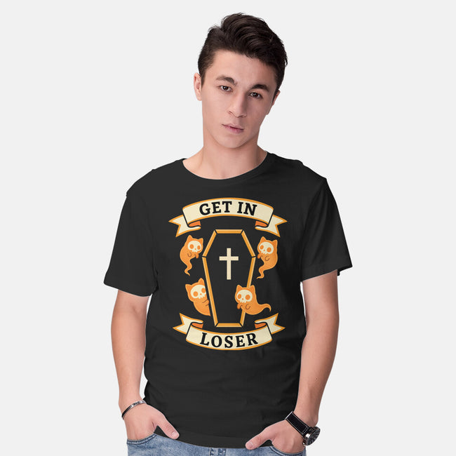Get In Loser Ghost Cats-Mens-Basic-Tee-MaxoArt