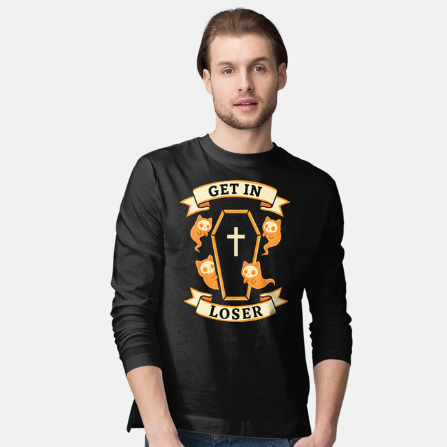 Get In Loser Ghost Cats-Mens-Long Sleeved-Tee-MaxoArt