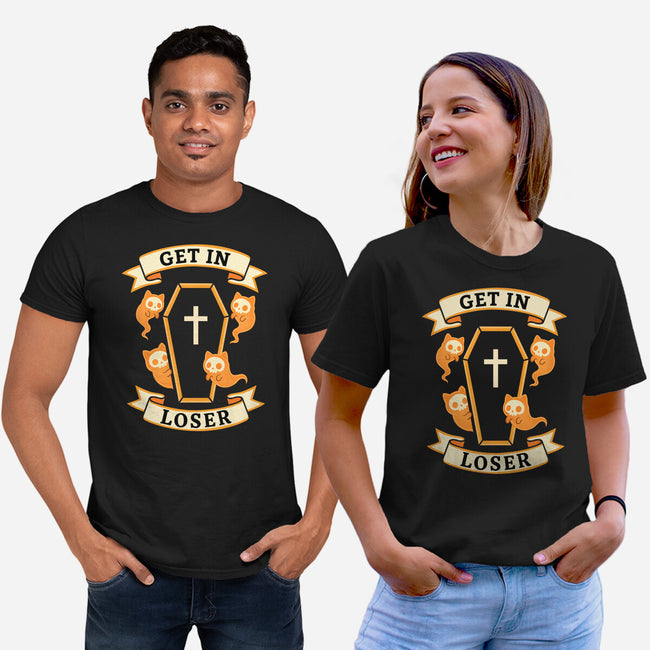 Get In Loser Ghost Cats-Unisex-Basic-Tee-MaxoArt
